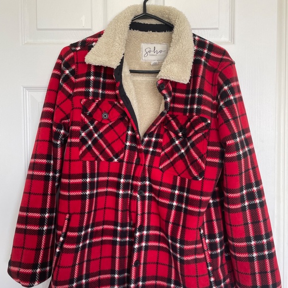 Soho Fleece checked Lined Coat - Picture 3 of 3